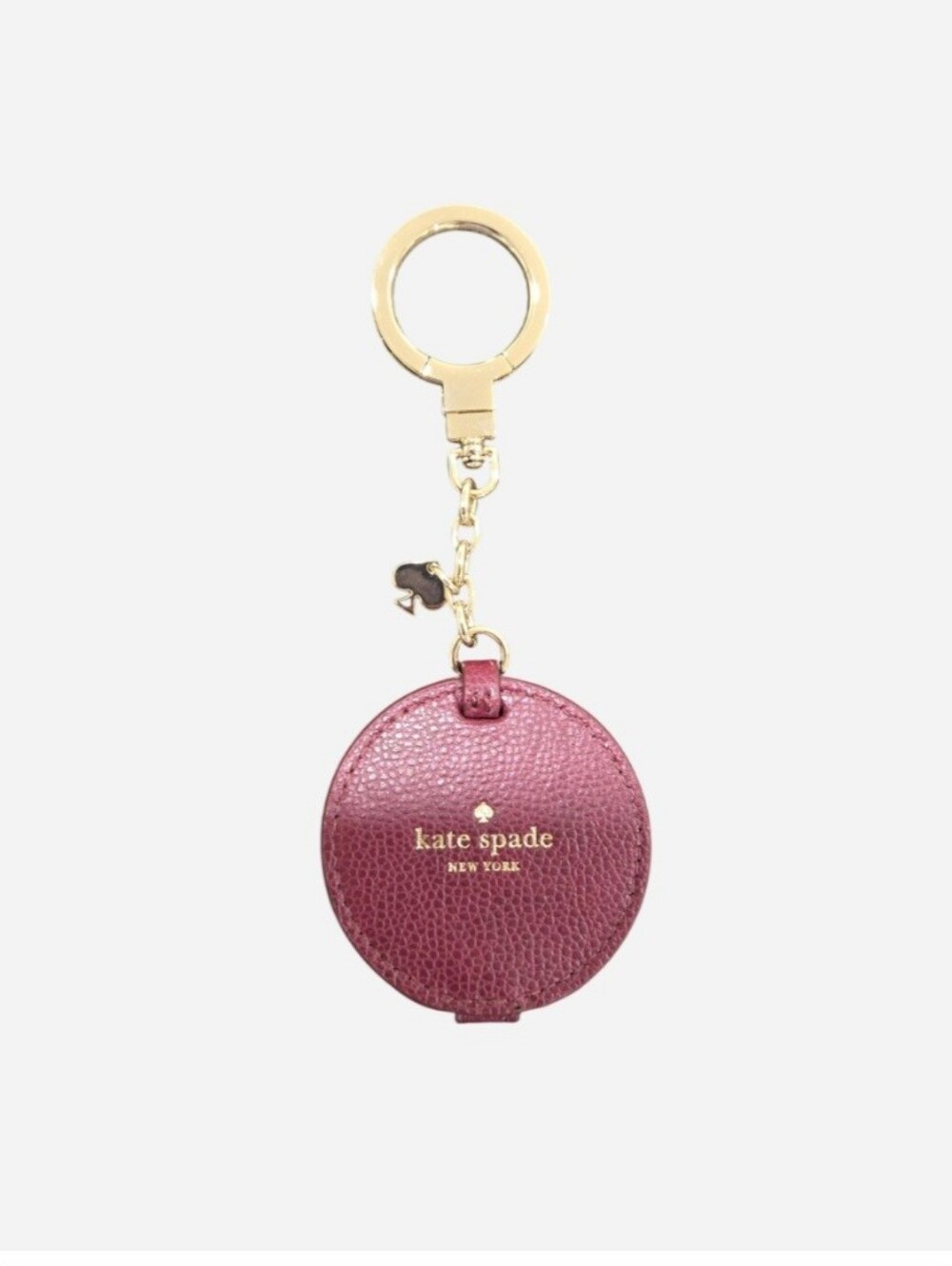kate spade Burgundy Round Leather Keyring Card Holder with Gold Hardware